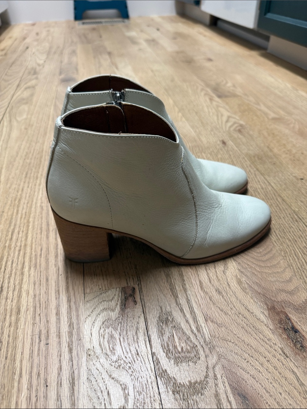 Frye Cream Leather Side-Zip Ankle Boot